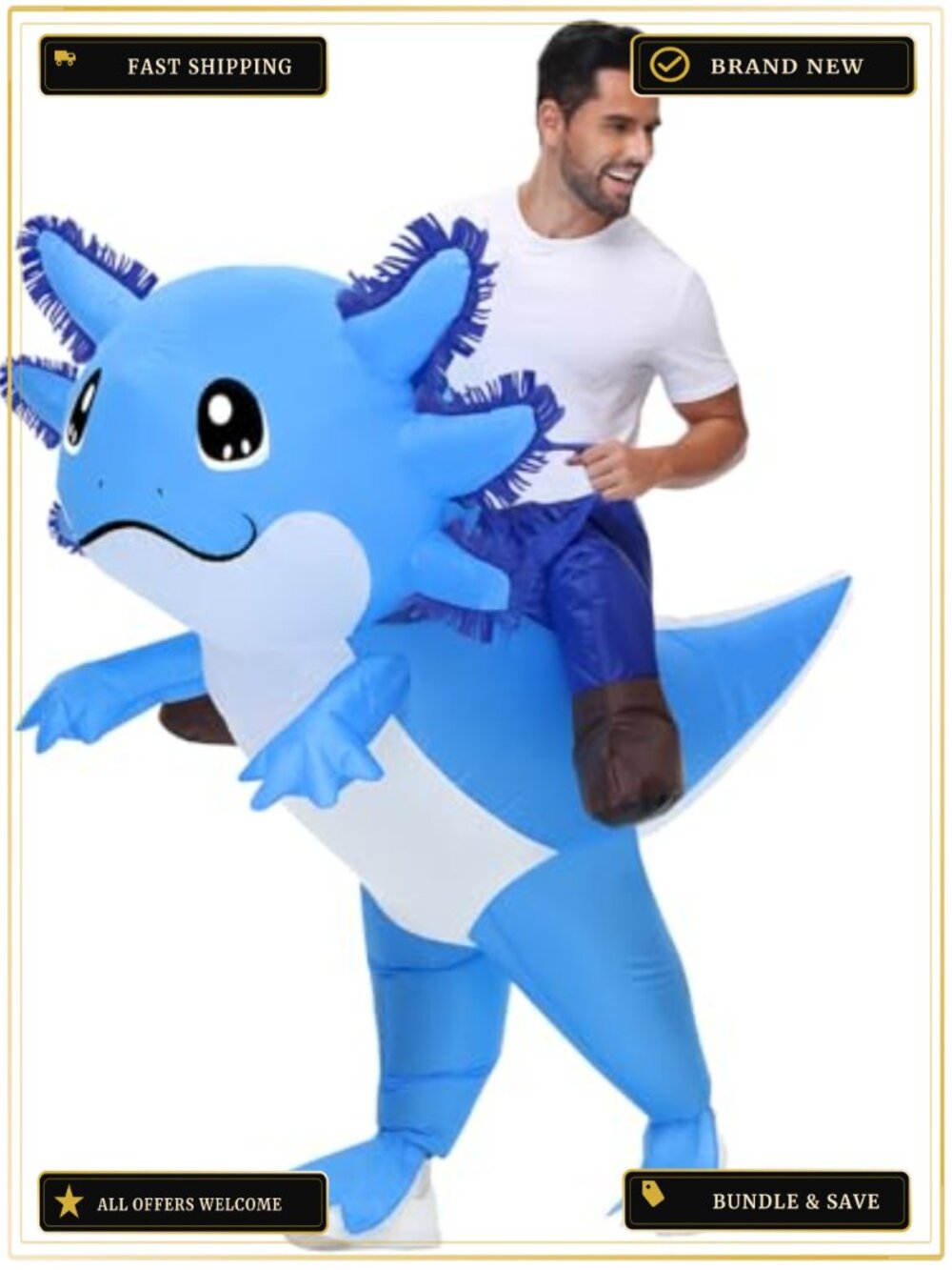 Adult Inflatable Axolotl Costume Polyester Halloween Cosplay Party Blow Up